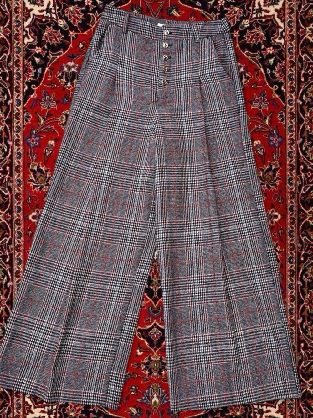Commense Plaid Wide Leg Pants